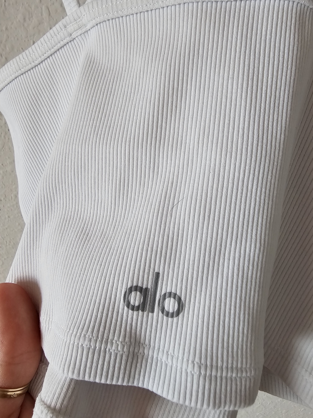 ALO Yoga White Ribbed Cross Strap Crop Top - Picture 3 of 7